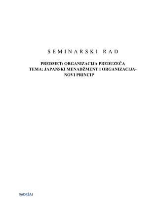 Japanski menadžment i organizacija: novi principi