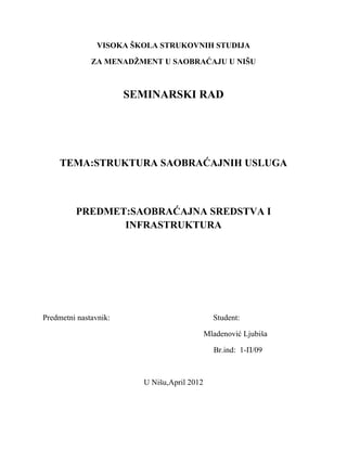 Struktura saobraćajnih usluga