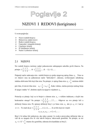 Nizovi i redovi – Teorija i zadaci