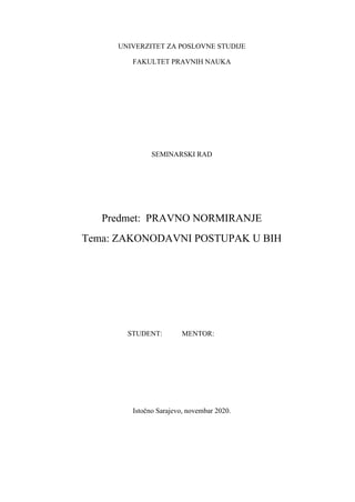 Zakonodavni postupak u BiH