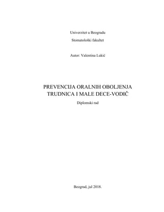 Prevencija oralnih oboljenja trudnica i male dece: vodič