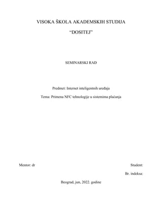 Primena NFC tehnologije u sistemima plaćanja