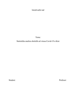 Statistička analiza obolelih od virusa Covid-19 u Kini