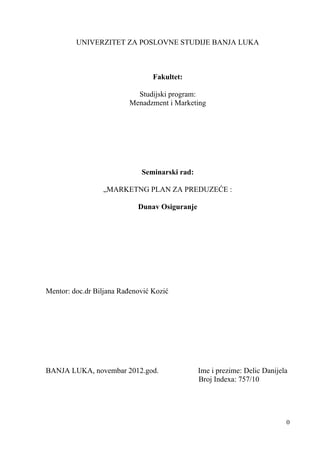 Marketing plan za preduzeće