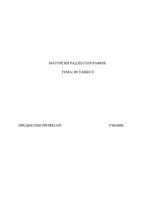 Istanbul: maturski rad iz geografije