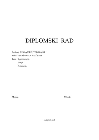 Obračunska plaćanja – bankarsko poslovanje