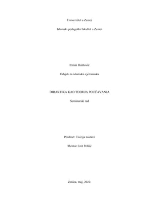 Didaktika kao teorija poučavanja