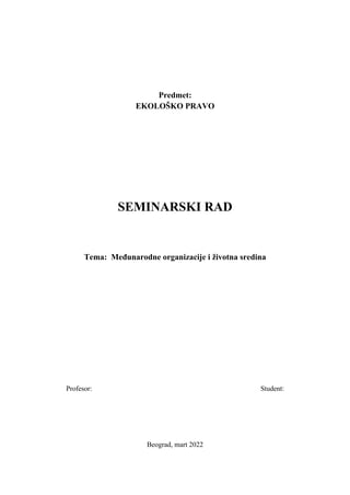 Međunarodne organizacije i životna sredina