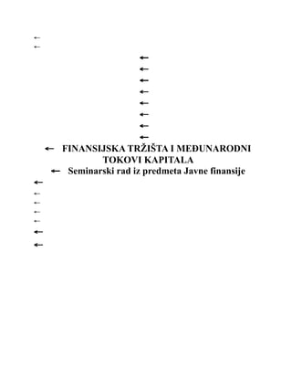 Finansijska tržišta i međunarodni tokovi kapitala