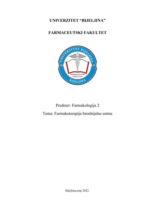 Farmakoterapija Bronhijalne astme