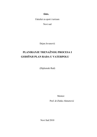 Planiranje trenažnog procesa u vaterpolu