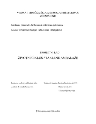 Životni ciklus staklene ambalaže