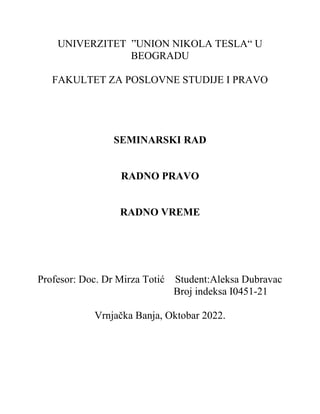 Radno pravo i radno vreme