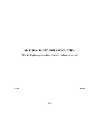 Psychological analysis of Alfred Hitchcock’s movies