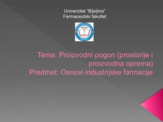 Proizvodni pogon (prostorije i proizvodna oprema)