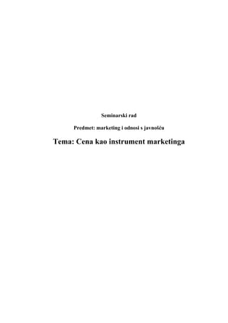 Cena kao instrument marketinga