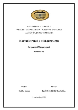 Komuniciranje u menadžmentu