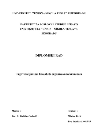 Trgovina ljudima kao oblik organizovanog kriminala