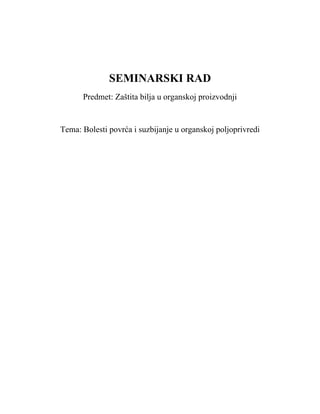 Bolesti povrća i suzbijanje u organskoj poljoprivredi