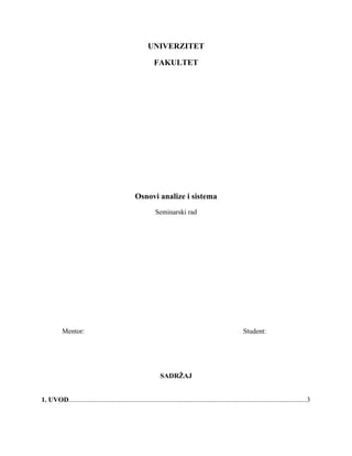 Osnovi analize i sistema