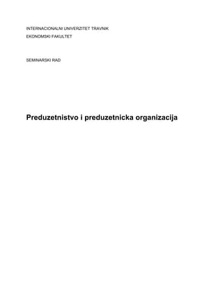 Preduzetništvo i preduzetnička organizacija