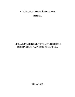 Upravljanje kvalitetom turističke destinacije Napulja