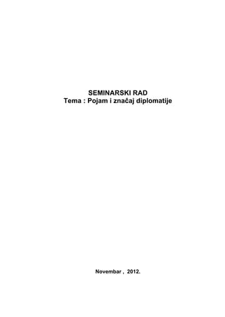 Pojam i značaj diplomatije