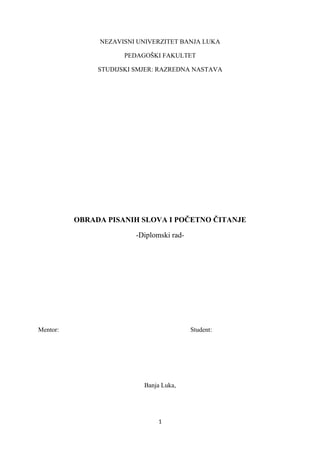 Obrada pisanih slova i početno čitanje