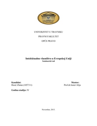 Intelektualno vlasništvo u Evropskoj Uniji