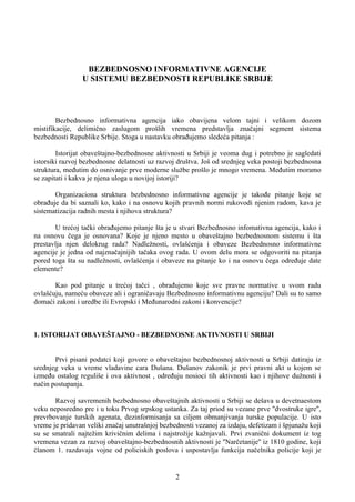 Bezbednosno informativne agencije u sistemu bezbednosti Republike Srbije
