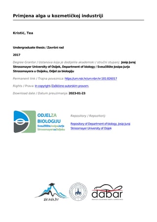 Primjena alga u kozmetičkoj industriji