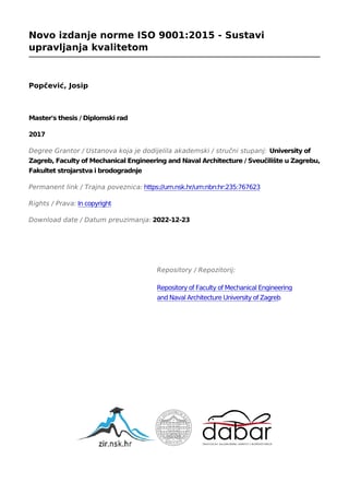 Novo izdanje norme ISO 9001:2015 – Sustavi upravljanja kvalitetom