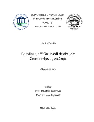 Određivanje 226Ra u vodi detekcijom Čerenkovljevog zračenja