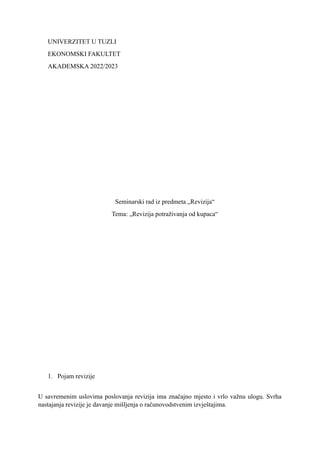 Revizija potraživanja od kupaca