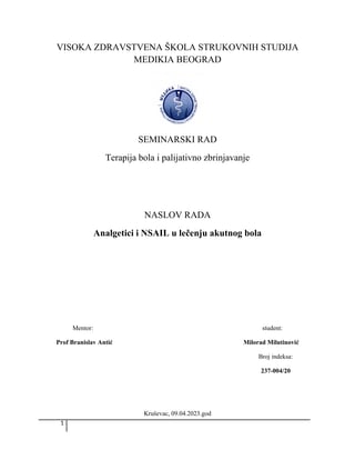 Analgetici i NSAIL u lečenju akutnog bola