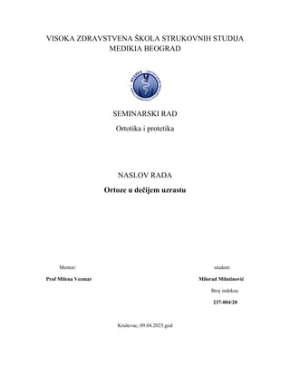 Ortoze u dečijem uzrastu