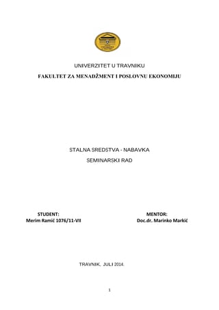 Stalna sredstva – nabavka