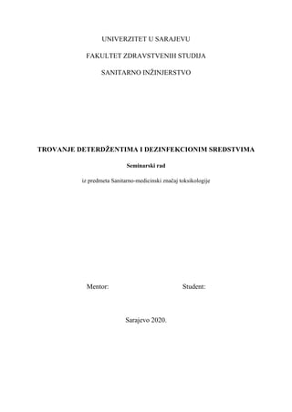 Trovanje deterdžentima i dezinfekcionim sredstvima