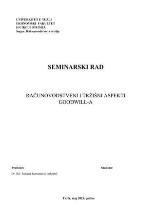 Računovodstveni i tržišni aspekt goodwill-a