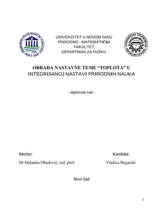 Obrada nastavne teme “Toplota” u integrisanoj nastavi prirodnih nauka