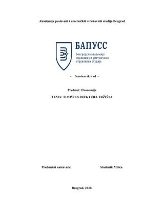 Tipovi i struktura tržišta