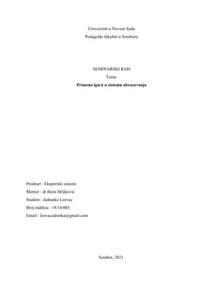 Primena igara u sistemu obrazovanja