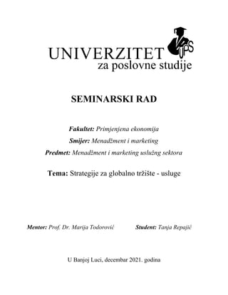 Strategije za globalno tržište – usluge