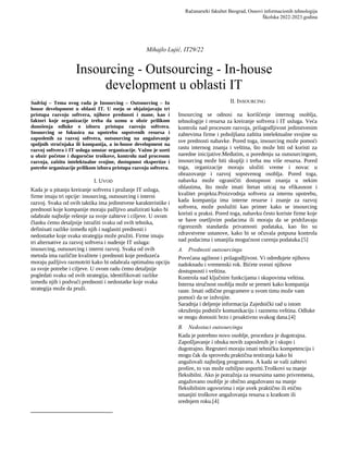 Insourcing- Outsourucing- In House development u oblasti IT