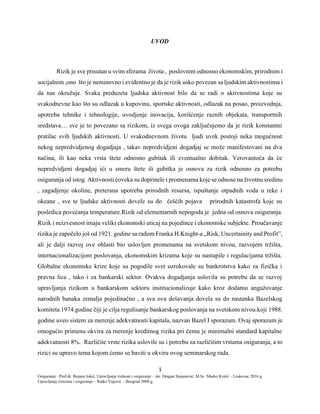 Pojam, osobine i podela rizika