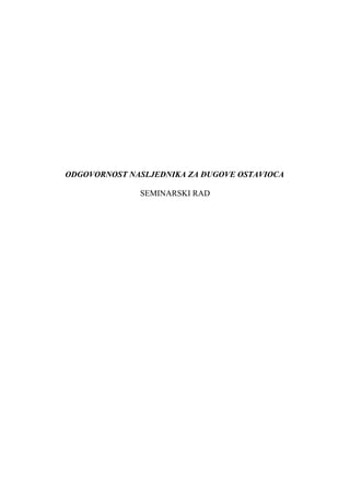 Odgovornost nasljednika za dugove ostavioca