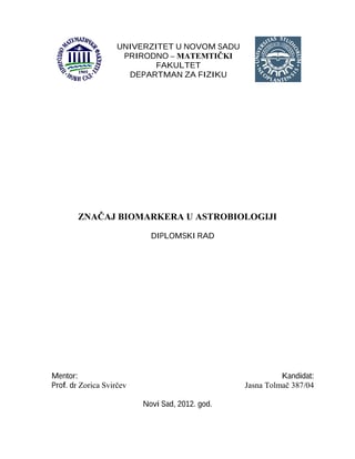 Značaj biomarkera u astrobiologiji