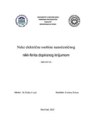 Neke električne osobine nanočestičnog nikl-ferita dopiranog itrijumom