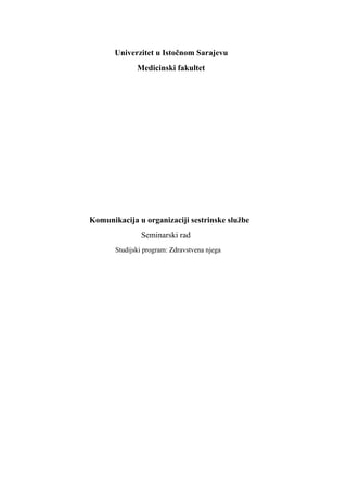 Komunikacija u organizaciji sestrinske službe