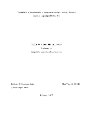 Deca sa ADHD sindromom